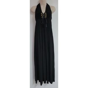 Helmut Lang Black Halter Lace Up Maxi Dress Whimsigoth Steampunk Renaissance 2